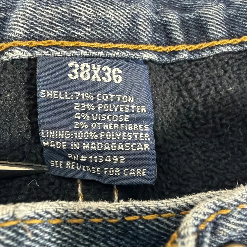 Fleece Lined Straight Leg Denim Jeans Mens‎ 38x36 Blue Medium Wash Work Pants
